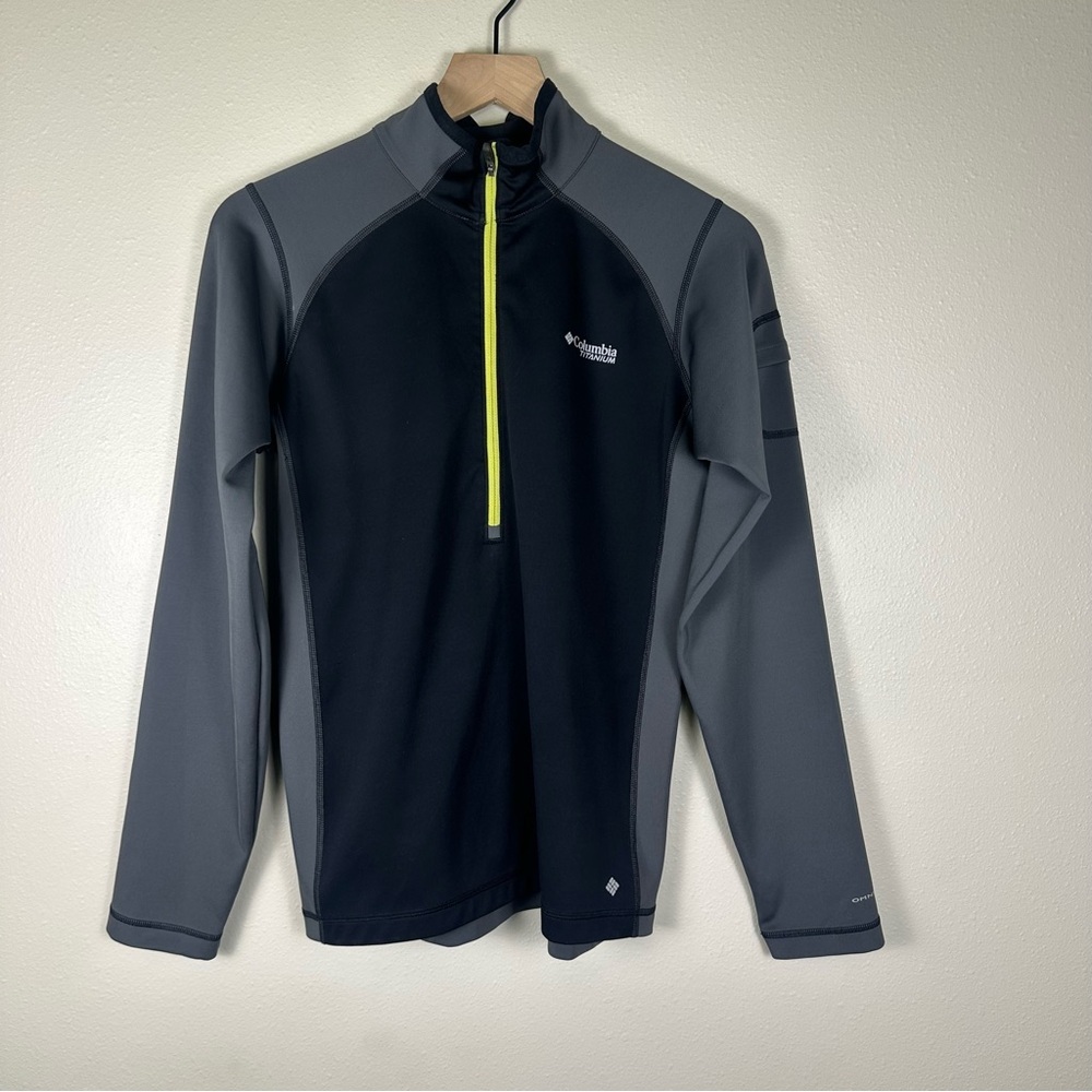 COLUMBIA Mens‎ Small Titanium Omni-wick Neon Quarter-Zip Mens Pullover Baselayer